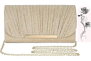 Aryan Clutch Bag for Women, Women's Clutches Evening Bag with Detachable Chain, Sequins Handbags for Wedding Bridal Prom Party