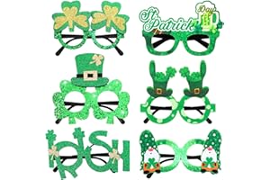 JUNEBRUSHS St.Patrick's Day Glasses Glitter Irish Decorative Eyeglasses Frame Photo Prop Green Shamrock Glasses St.Patrick's Day Party Favors Supplies Party Decor