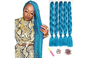 ShowJarlly Jumbo Treccia Capelli, Capelli Treccine Africane Extensions 5 Pezzi, 24 Pollice Sintetici Kanekalon Intrecciare I Capelli Estensioni Per Crochet Torsione Estensiones(Blu navy)
