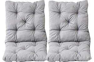 AMBIENTE HOME Ambientehome Lot de 2 Coussins Haut Dossier HANKO pour Fauteuil de Jardin, Coton, ca. 98 x 50 x 8 cm, Ton Gris Clair, 2 Unité 1
