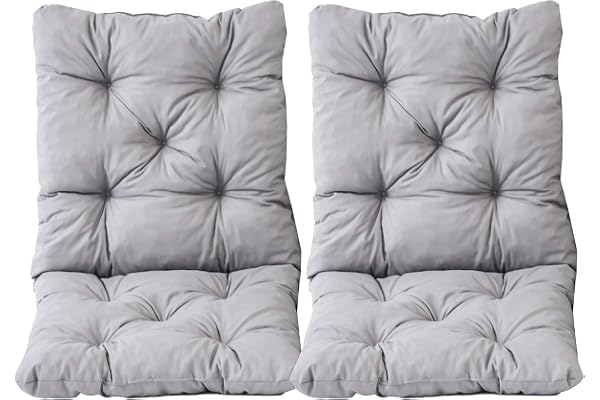 Ambientehome Lot de 2 Coussins Haut Dossier HANKO pour Fauteuil de Jardin, Coton, ca. 98 x 50 x 8 cm, Ton Gris Clair, 2 Unité 1