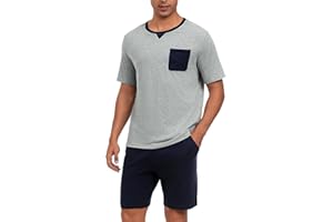Marvmys Ensemble de Pijama Homme Court Pyjama Été Coton Manches Courtes Vêtements de Nuit Eté Loungewear