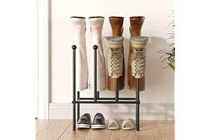pickpiff Zapatero Independiente, Estante de Metal Negro para Botes, Organizador de Zapatos para Dormitorio, Armario, Entrada, Terraza al Aire Libre, Pasillo, Zapatero Negro Apto para 4 Pares