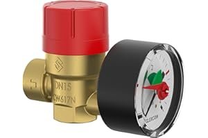 Flamco Prescomano Vanne de sécurité avec manomètre, réducteur de pression Rp½" x Rp½" 3.0bar NF 27684