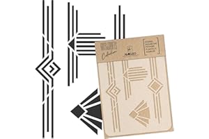 NL NAKLEO ART & WALL DECOR NAKLEO Fai da te Stencil in Plastica Riutilizzabile - 21x30cm - Cornici Art Déco Frontiere 2 - Arte Artigianato Parete Pittura Modello Scrapbooking Decoupage Tessuto Mobili Legno
