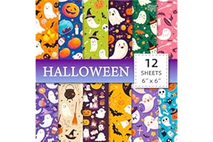 LARFRAECY 24 Carta per motivi di Halloween, Carta decorativa di Halloween per creazione di biglietti Carta per scrapbook festosa Carta per l'artigianato di Halloween Decorazione (Cartone, 15*15cm)