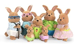 Li'l Woodzeez- Cottonball Battat Animale Rabbit Family Set w/Grandparents, Multicolore, 6492Z