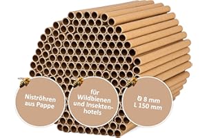 CULT at home 200 Insektenhotel Füllmaterial 8mm - Länge 15 cm - Nisthülsen für Wildbienen Papphülsen Nisthilfen Bienen