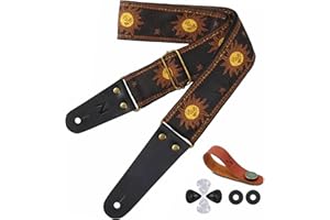 Nefelibata Correa de guitarra, extremos de cuero genuino, para bajo, guitarra eléctrica y acústica