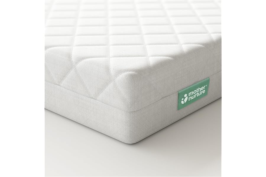Mother Nurture Classic Eco Fibre Cot Bed Mattress - Hypoallergenic Easy Clean Quilted Cover, Reversible, Water Resistant, Baby Cot Mattress, Firm & Supportive, White, BSI Tested - Size 140x70 x10cm