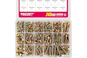 YEEZET 245 piezas M6 M8 M10 brida tornillos y tuercas de brida galvanizados 8.8 tornillos hexagonales y tuercas surtidos kit
