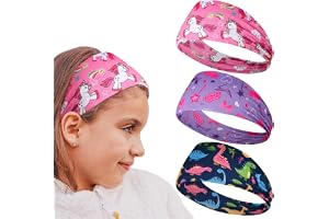 Hårband, flickor, sport, 3 stycken pannband flickor, 4 cm, C | Andningsbart hårband, bekväm jerseybomull många motiv, för flickor vardag och fest