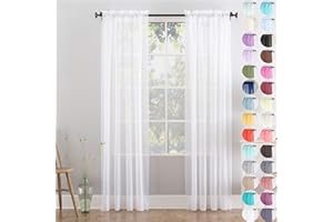 Megachest a pair of slot top voile curtains (Pure White, 56" wideX90 drop 2 Panels)