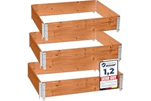 Garronda Orto Rialzato da Esterno per Giardino, Cassoni Orto, Aiuola Rialzata con Telaio in Legno 120x80 cm, Grandi Fioriere per Piante, Fiori, Erbe, Frutta e Verdura GD-0075 (Marrone, 3 pz)