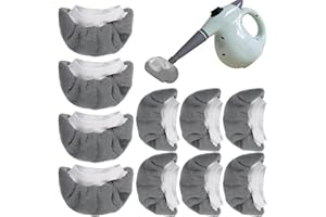 GEEHUA 10 Stück Universal Dampfwischpads, Waschbare Dampfreiniger Aufsätze, Wiederverwendbare Reinigerabdeckungen Zubehör, Mikrofasertücher für die Meisten Handgeführten Dampfreiniger (grau)