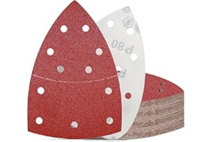 KONGMING 50 Piezas Lijas para Lijadora Grano 80 Hojas de Lija 11 Agujeros para Lijadora de Detalle Mouse