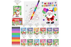 ZMLM Libros para Colorear para Niños, Crayones de 8 Colores Ceras de Colores Kit Detalles Cumpleaños Niños Pintar Manualidades Pascua Regalos para 3 a 9 Años (24 Navidad)