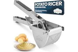 VerdaChef Stainless Steel Potato Ricer Masher – Heavy Duty 650ml Food Press with 2mm Holes, Soft Grip Handle – Baby Food & Vegetable Masher, Dishwasher Safe, Ergonomic Design for Smooth, Fluffy Mash