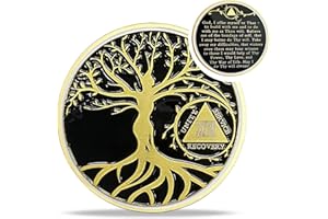 IELCJJ 38 Year Sobriety Coin - Gold Tree of Life AA Coins - Recover Na AA Chips and Medallions - 1-40 Prime Living Clean Sobriety Chip Token - Narcotics Alcoholics Anonymous Gifts for Men Women