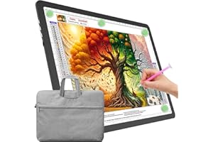 TOHETO A4 Leuchttisch mit Tasche für Diamantmalerei, Ultraheller Leuchtkasten mit Seitliche Tasten, LED Licht Pad zum Nachzeichnen, Lichtplatte Lichttafel zum Skizzieren, Zeichnen, Designen (Schwarz)