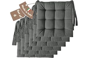 ‎IL TUO ARTIGIANO DESIGN Il Tuo Artigiano Design Set mit 4 oder 6 Sitzkissen für Küchenstühle, hergestellt in Italien, Set mit 6 Stück, 40 x 40 cm, Dicke 6 cm - Polsterungen aus Schaumstoff und weichem Acryl (6, Grau)
