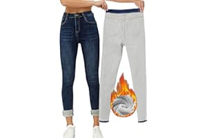 Yehopere Damen Winter Fleece Gef¨¹ttert Jeans Slim Fit Warm Skinny High Waist Denim Jeans