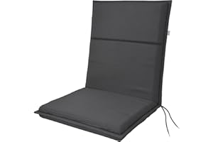 doppler Cojín acolchado con respaldo bajo, con cinta de sujeción y cintas de sujeción, para sillas de jardín y mejor comodidad de asiento
