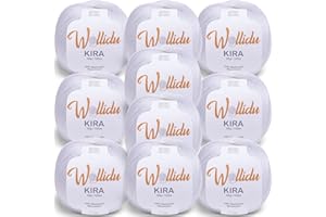 Wollidu Kira - Lot de 10 x 50 g pelotes de fil à tricoter 100 % coton - Pour tricot et crochet - Blanc