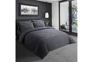 LYMA Bedding Duvet Cover Set King Geometric Tufted, OEKO-TEX Certified, Ultra Soft NanoPlush Double Brushed Quick Dry & Button Closure, Wrinkle Fade Resistant Quilt Cover with Pillowcases (Dark Grey)