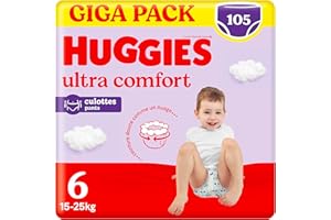 Huggies Ultra Comfort Pants, Culottes absorbantes bébé, Taille 6 (15-25 kg) x 105 culottes
