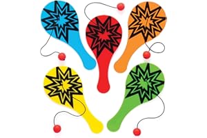 Baker Ross- Minipaletas de plástico (Pack de 5) Divertido juego de pelota con paleta perfecto para bolsas sorpresa