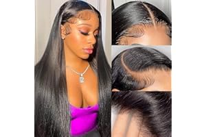 QAVA Straight Human Hair Wig For Black Women,180 Density 13X6 HD Lace Front Wigs Human Hair Pre Plucked With Baby Hair,Brazilian Real Virgin Human Hair Lace Frontal Wig Natural Color 20 Inch