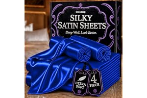 DECOLURE Satinlakanset Queen 4 st - Lyxiga och äkta silkeskänsla satin lakan drottning - Hela säsongen silkeslen mjuk queen size säng set med djup ficka - Skrynkelfri grå säng set