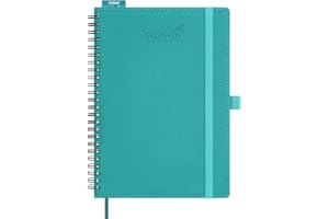BEZEND Agenda 2026 Semainier Spirale A5 21 x 15,5 cm Agenda Scolaire Professionnel 2026 Planner A5, 18 Mois Du Juillet. 25 à Déc. 26, Couverture Souple en Cuir PU - Turquoise