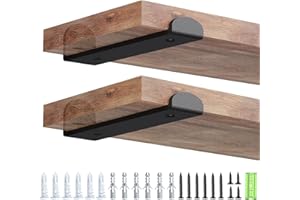 WELDUN Paquete de 2 soportes de metal para estante de andamio de 15 cm, soportes de estantería angulares resistentes para montaje en pared con labios, para decoración industrial, rústica, moderna