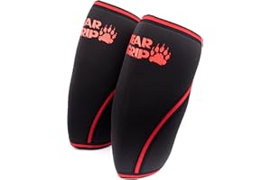 BEAR GRIP - Paire de genouillères de compression et de soutien pour les athlètes de haut niveau Rouge 7 mm