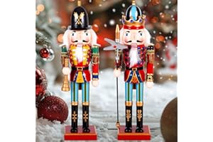 NEMMXUB 2pc 30cm Nussknacker Figuren Holz Nussknacker Soldaten,Traditionelle Weihnachten Nussknacker Figuren Deko, Nussknacker Figur Groß für Zuhause Weihnachtsdekoration Weihnachtsschmuck
