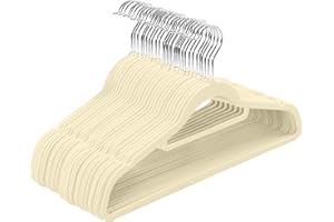 Utopia Home Perchas de Terciopelo - Perchas para Trajes de Terciopelo con Tie Bar - Antideslizantes (Marfil, Paquete de 50)