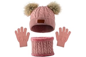 MUNSKT Lot de 3 bonnets chauds d'hiver pour enfants de 1 à 5 ans, garçons et filles,ensemble d'accessoires d'hiver de sports de plein air,ensemble thermique tricoté épais et chaud