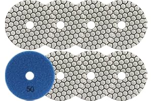 LEKOMESH Disque Diamant de Polissage 8pcs 100MM #50 Sec Tampon de Polissage pour Granit Marbre Pierre Artificielle Quartz,pour Meuleuse ou Polisseuse