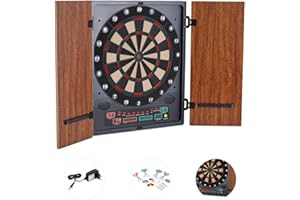 OneConcept Dartmaster 180 - Freccette, Tiro al Bersaglio, Freccette al Bersaglio Elettronico, 8 Giocatori, Avversario Virtuale, 9 Pulsanti, Indicatori LED, Punte Soft, 2 Porte