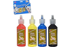 SRV Hub® Lot de 4 bouteilles de peinture sur verre (22 ml) pour verres à vin, ampoules, peinture à faire soi-même, arts et travaux manuels pour enfants de 3 ans et plus