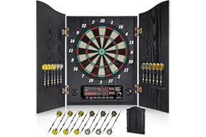 Yirinatek Diana Electronica, Dardos Diana Electronica [12 Dardos de Bronce][Modo de Juego Cricket], Diana Electronica Profesional - Puertas de Gabinete de Madera