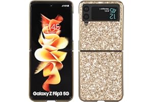 TOOBY Cover per Samsung Galaxy Z Flip 3 5G Custodia con Glitter Bling Scintillante Brillantini [Tre Strati] per Donna [Supporta la Ricarica Wireless] per Samsung Galaxy Z Flip 3 5G (ORO)