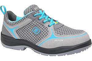 ELTEN Sicherheitsschuhe MILA aqua Low ESD S1, Damen, Textil, Stahlkappe, leicht, sportlich, Grau/Türkis, Größe: 39