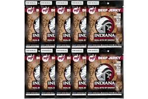 ‎INDIANA JERKY Indiana Beef Jerky Original, High Protein Trockenfleisch, ohne Zuckerzusatz, Gluten-frei, (10 x 25g)