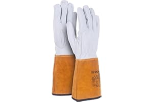 DONAU SAFETY Guanti da saldatura in pelle di capra per saldatura TIG/Kevlar/Taglia 9/L, 1 paio/soft touch, molto morbidi e confortevoli/Guanti da lavoro in pelle