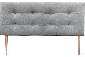 DHOME Cabecero, Cabezales de Cama Capitoné hasta el Suelo. Cabezal tapizado ACUALINE Tela y Polipiel. Cabeceros de Cama Matrimonio e Individual (Tela Gris, 145x115cm con Patas (Camas 120/135/140))