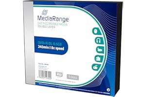 ‎MEDIARANGE MediaRange MR465 Rohlinge und Speichermedien DVD+R Double Layer 8, 5G, 240min 8X Speed, Slimcase Pack 5, 5er Slimcase