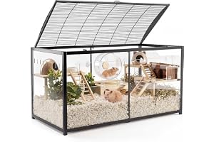 VEVOR Hamsterbur gnagarium hamsterbur 1200 x 600 x 645 mm | Litet djurhall med 360° synåtkomst från ovan- och ytterdörr tresi